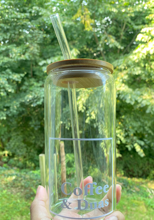 Coffee & Duas Soda Can Glass - With Bamboo Lid and Straw